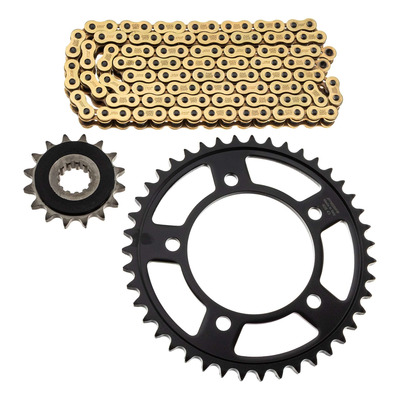 Kit chaîne EK/PBR 16x43-120m chaîne 530 SRX2 or couronne acier Honda CBF 1000 06-10