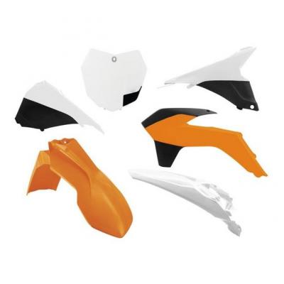 Kit plastique RTech KTM 125 SX 13-15 blanc/orange/noir (couleur OEM 2016)