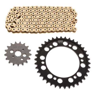 Kit chaîne EK/PBR 17x38-104m chaîne 530 SRX2 or couronne acier Suzuki TL 1000 S 97-01