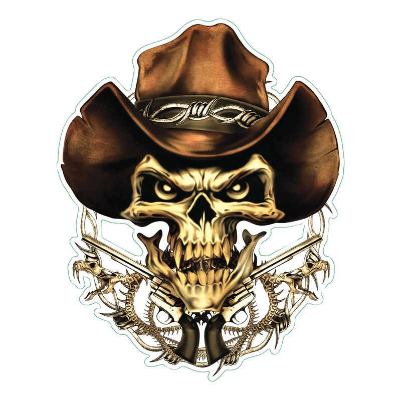 Autocollant Lethal Threat cowboy skull 60x80 mm