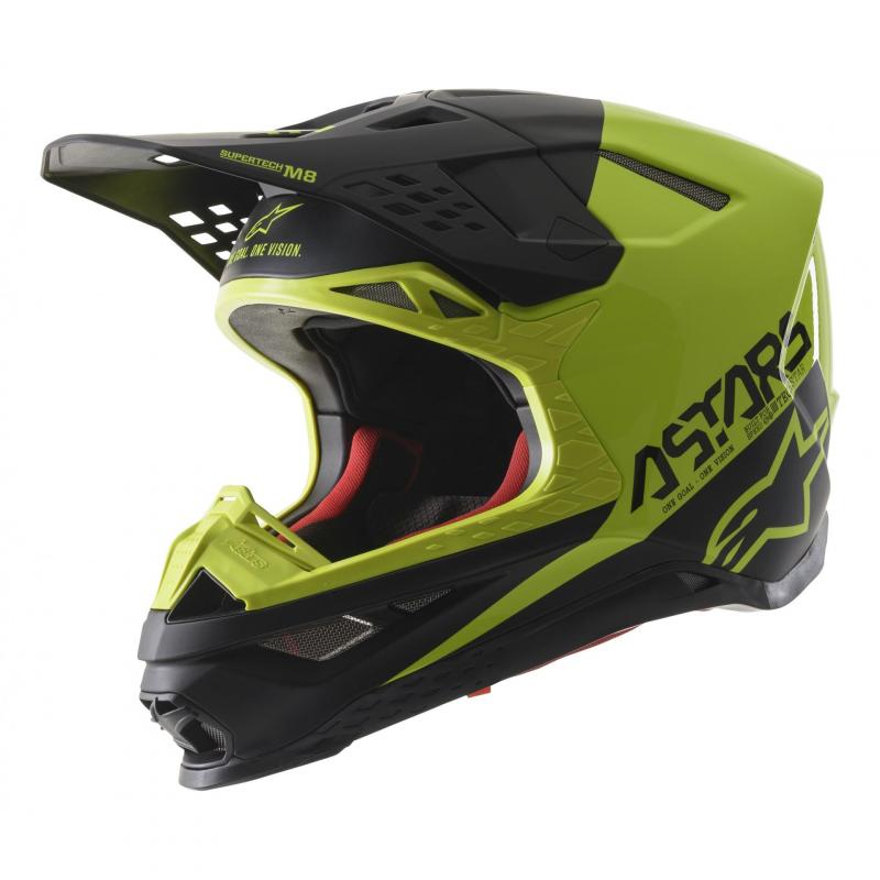 Casque cross Alpinestars Supertech S-M8 Echo noir/jaune fluo mat et br