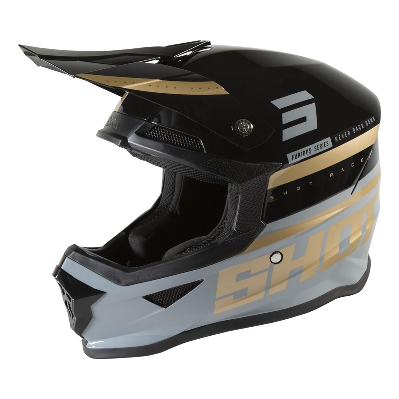 Casque cross Shot Furious Shining brillant noir/bronze- XS