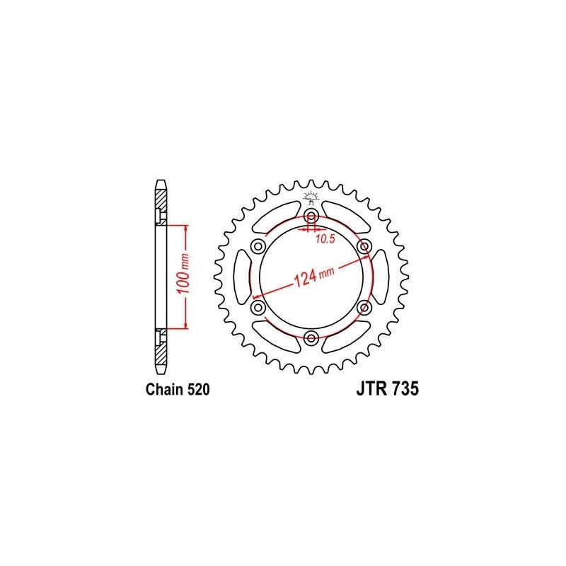 Couronne JT Sprockets Acier pas 520 42 dents - Pour Ducati Monster 695