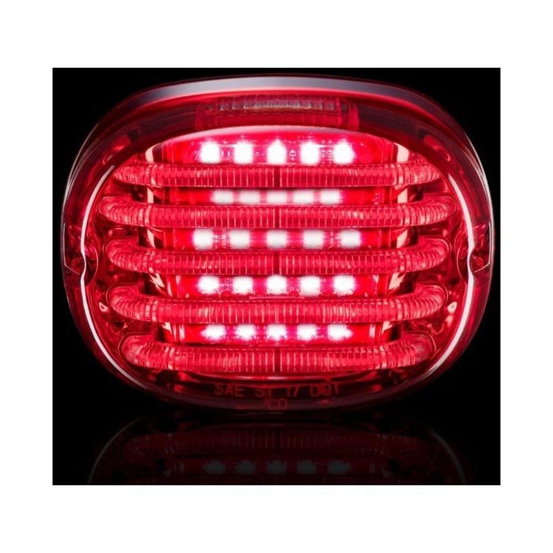 Feu probeam Custom Dynamics LED squareback sans éclairage de plaque ECE Harley Davidson 99-20 rouge