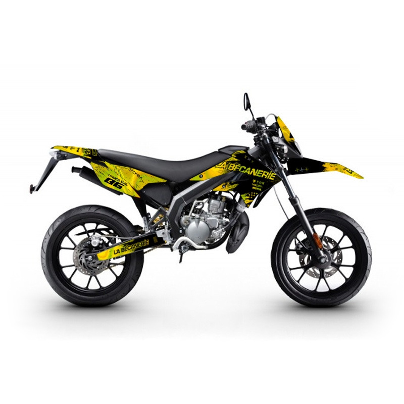 Kit déco La Bécanerie Mud noir/jaune holographique Derbi DRD X-treme