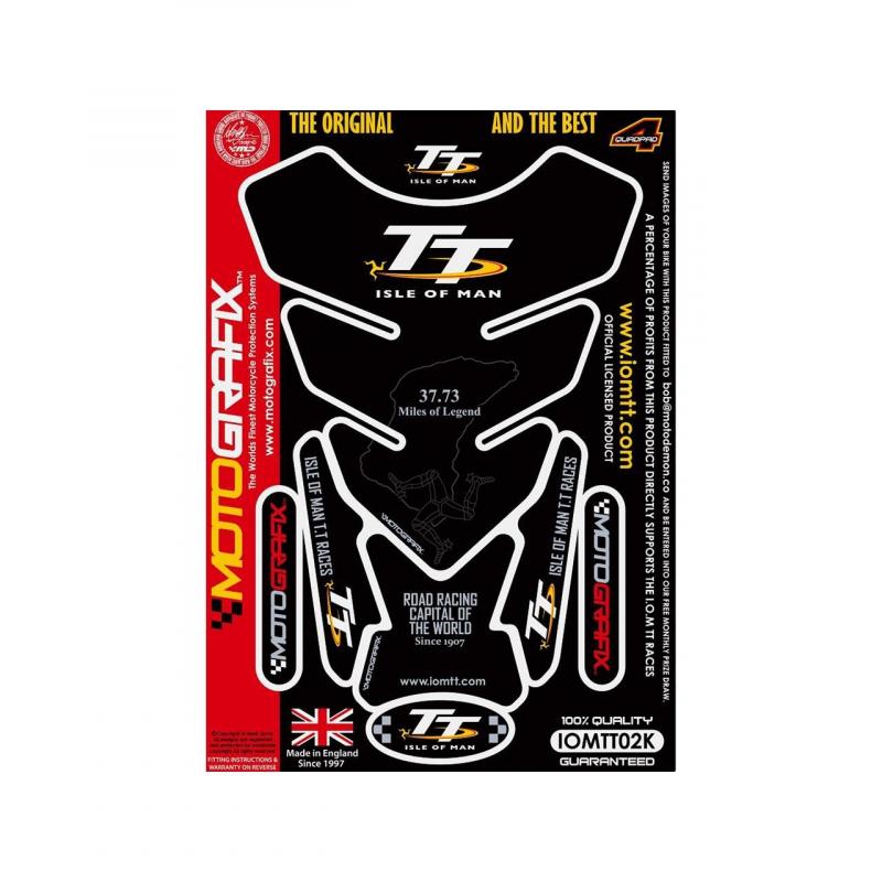 Protection de réservoir Motografix noir Isle Of Man 4 pièces