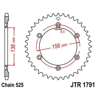 Couronne JT Sprockets Acier pas 525 42 dents - Pour Suzuki XF 650 Freewind 97-02
