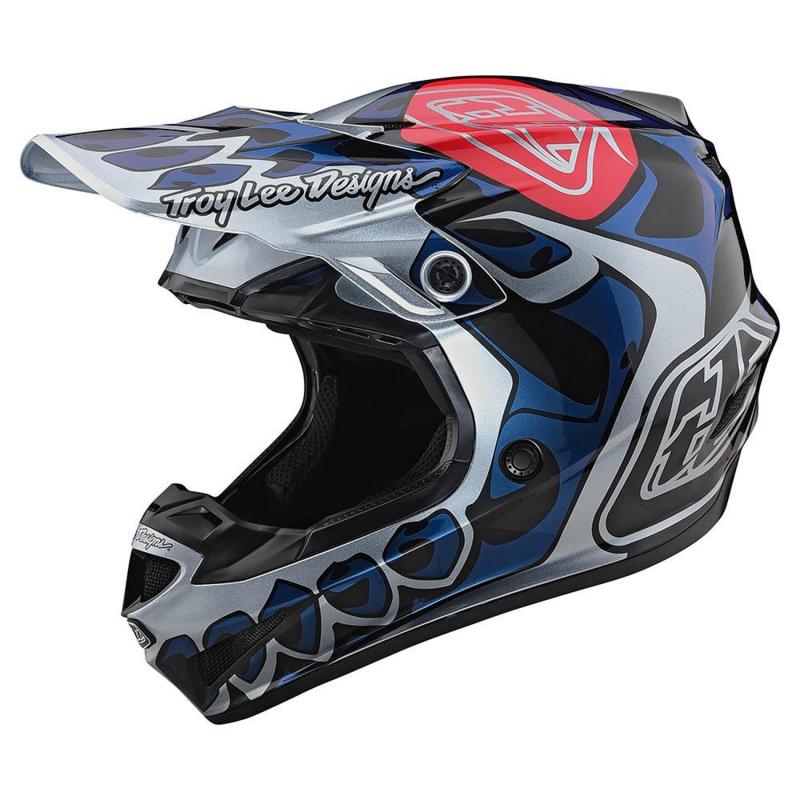 Casque cross Troy Lee Designs SE4 Polyacrylite Skully Mips argent- S