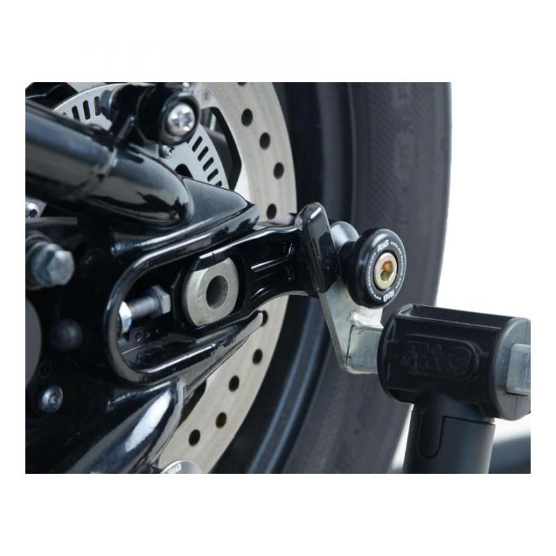 Diabolos de bras oscillant R&G Racing noir sur platine Triumph Street