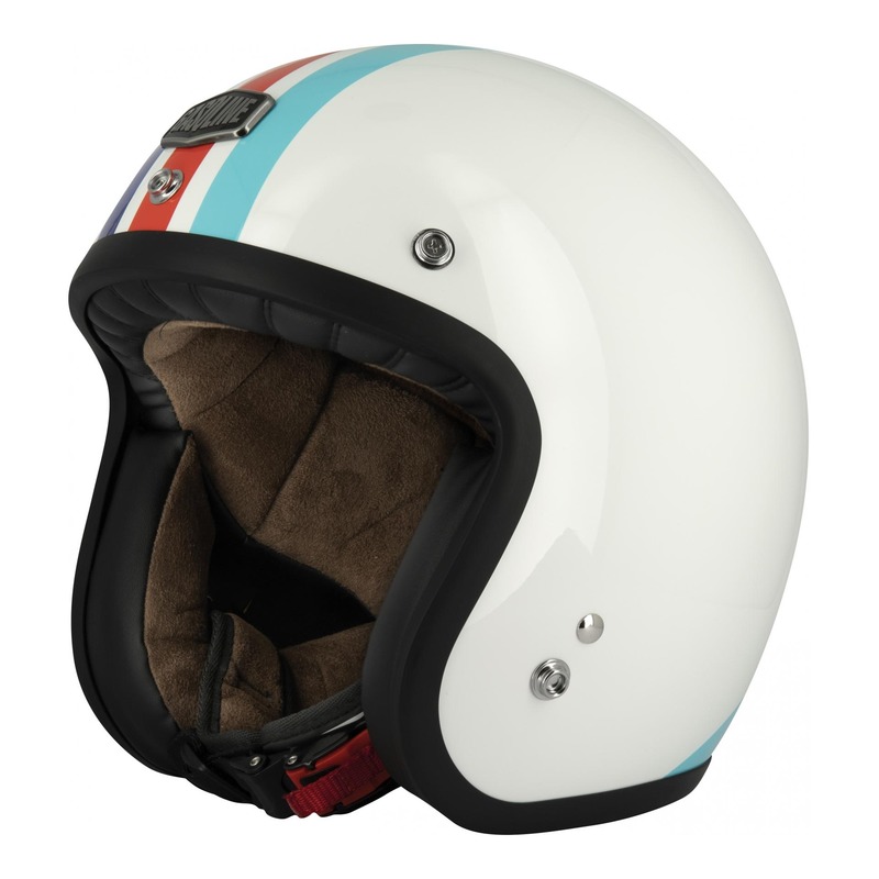Casque jet Gasoline Café Racer S250 blanc/bleu/rouge brillant- XS