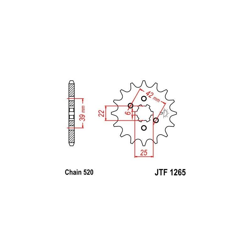 Pignon JT Sprockets Acier pas 520 14 dents - Pour Honda XL 250 S 78-81