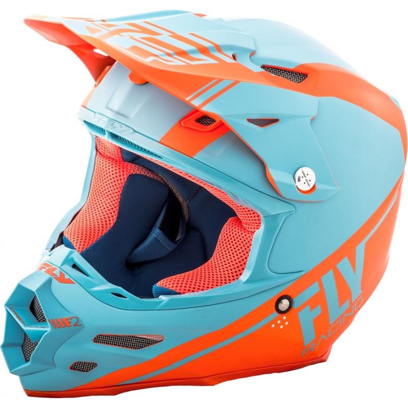 Casque cross Fly Racing F2 Carbon Rewire orange/bleu- L