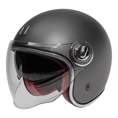 Casque jet Nox Premium Heritage titanium mat