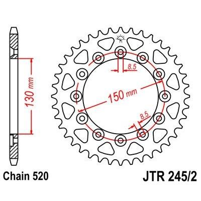 Couronne JT Sprockets Acier pas 520 50 dents - Pour Honda XR 200 R 84-85