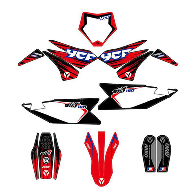 Kit déco complet rouge / noir / blanc YCF Bigy 150 MX 2025-
