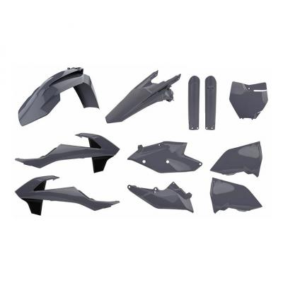 Kit plastique complet Polisport + kit déco Blackbird gris nardo/stealth KTM 125 SX 16-18