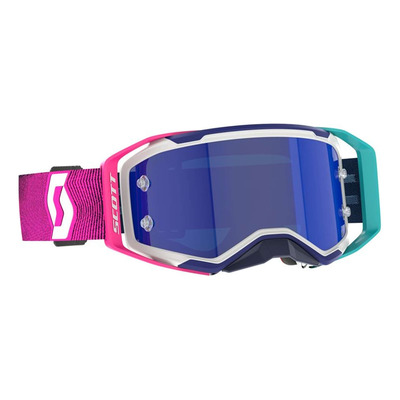Masque cross Scott Prospect 2.0 AMP Chrome Stealth Blue/Radiant Pink - écran bleu chromé