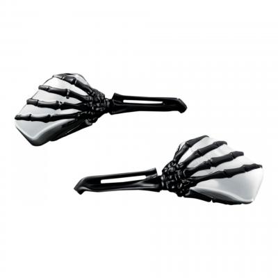 Rétroviseurs Kuryakyn skeleton Harley Davidson main de squelette coque chrome/main noir (paire)