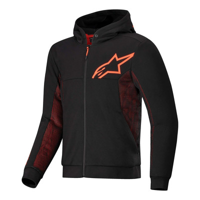 Sweat moto à capuche Alpinestars Chrome Air Sport black/red fluo