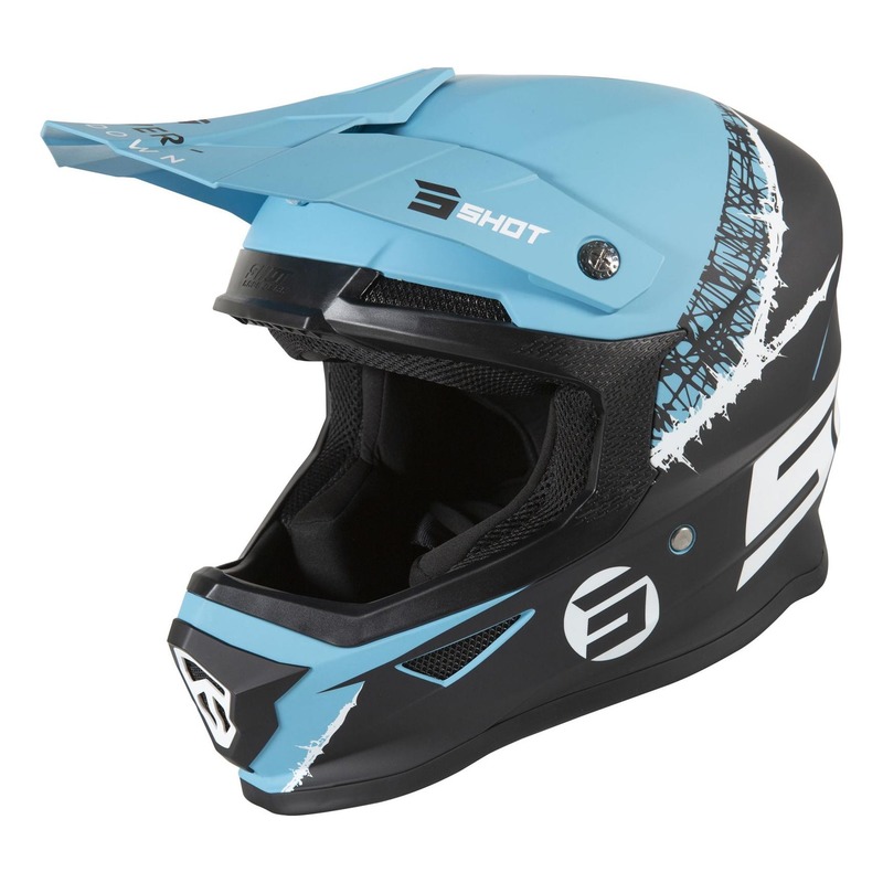 Casque cross Shot Furious Storm mat noir/turquoise- XS