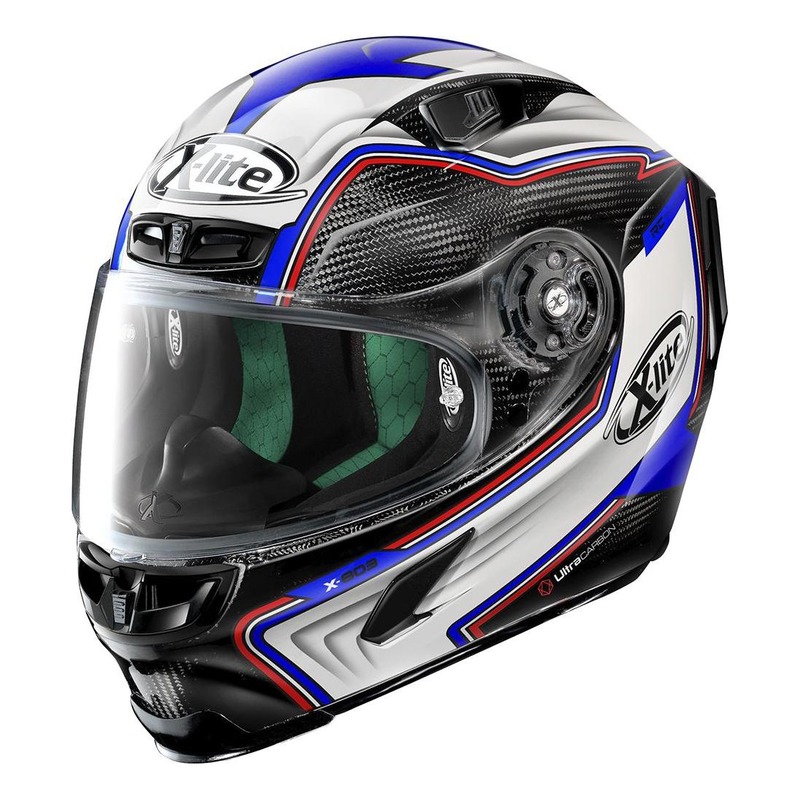 Casque intégral X-Lite X803 Ultra Carbon Hangar blanc/bleu- 2XS