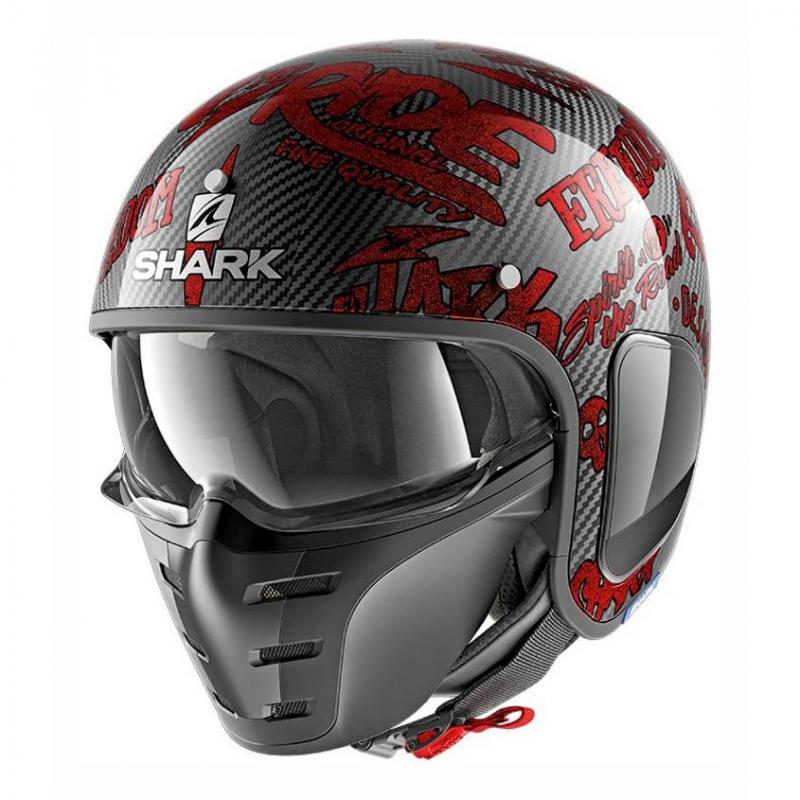 Casque jet Shark S-DRAK FREESTYLE CUP carbone/rouge- S