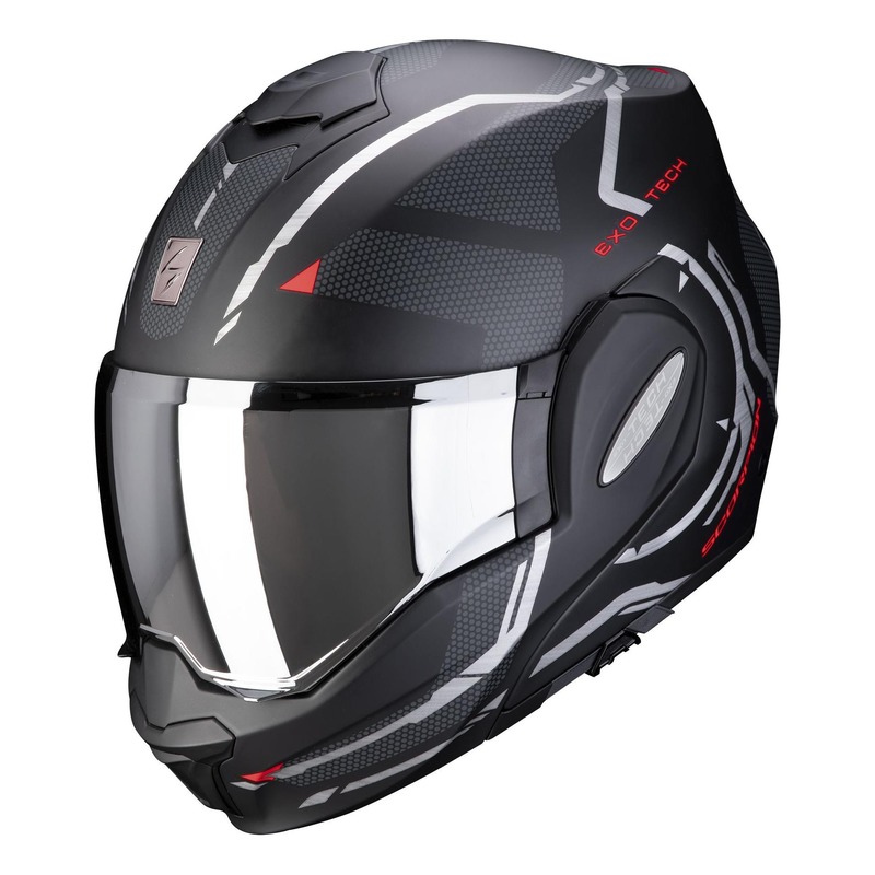 Casque modulable Scorpion EXO-Tech Square Mat noir/rouge- XS