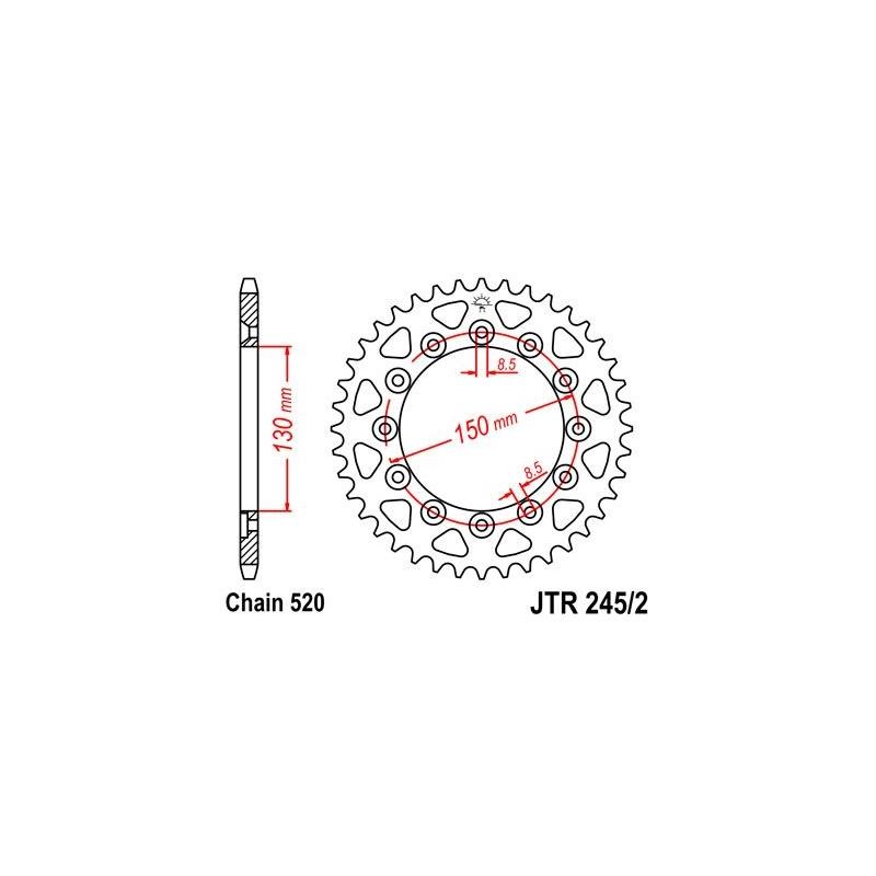 Couronne JT Sprockets Acier pas 520 52 dents - Pour Yamaha WR 250 F 01-06