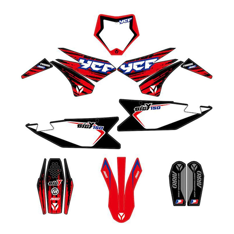 Kit déco complet rouge / noir / blanc YCF Bigy 150 MX 2025-