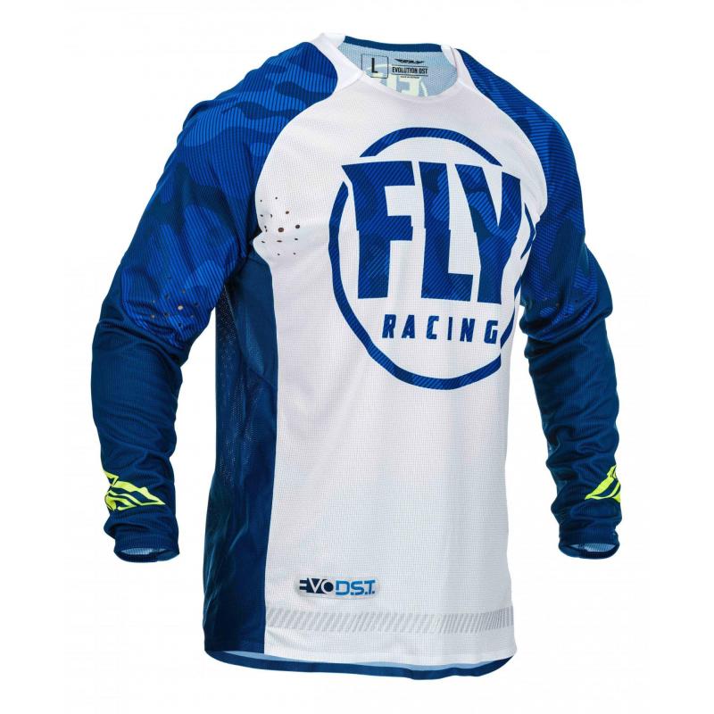 Maillot cross Fly Racing Evolution DST Racewear bleu/blanc- L