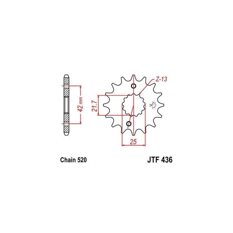 Pignon JT Sprockets Acier pas 520 13 dents - Pour Aprilia RS 250 95-04