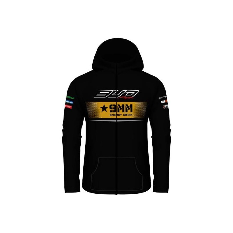 Sweat à capuche zippé enfant Bud Racing Team Bud Racing 21 noir logo gris