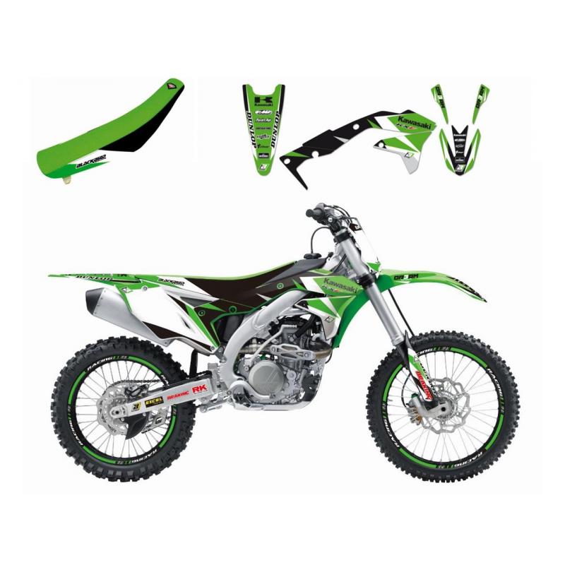 Kit déco + Housse de selle Blackbird Dream Graphic 3 Kawasaki 250 KX-