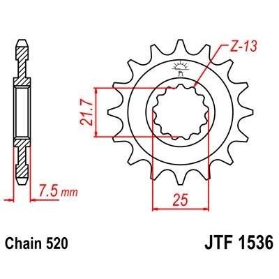 Pignon JT Sprockets Acier pas 520 16 dents - Pour Kawasaki ZX-6R 07-15