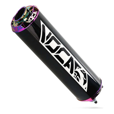 Silencieux Voca Racing alu noir embout de sortie anodisée néochrome moto 50 cc