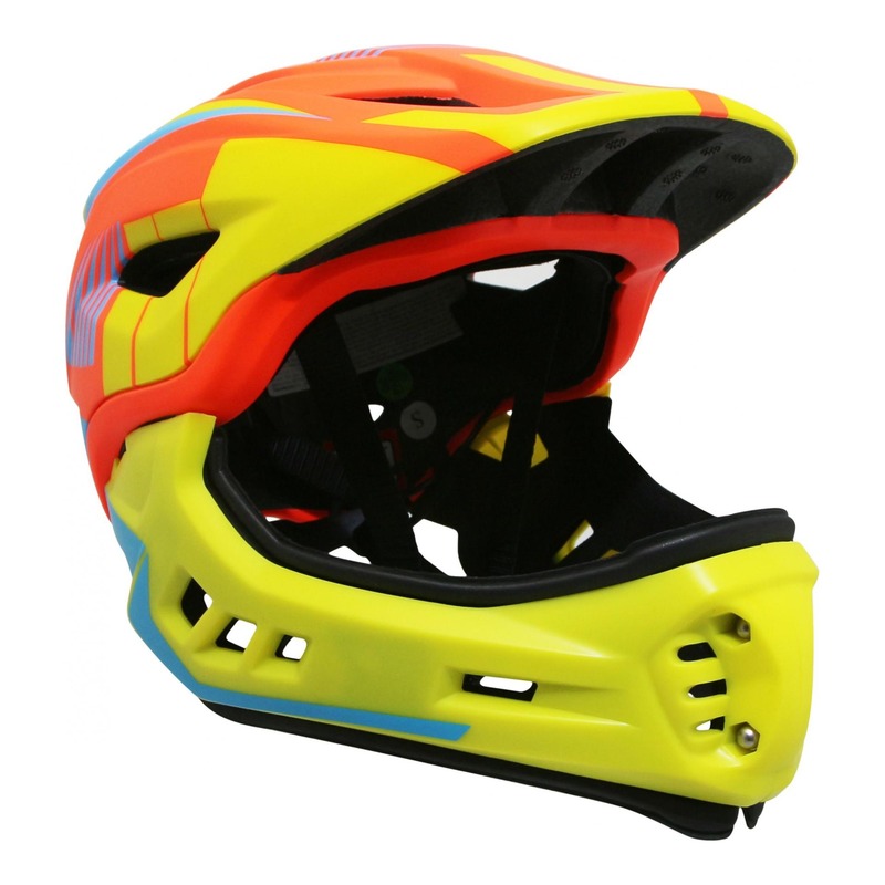 Casque vélo BMX Kiddimoto Intégral Fall Ikon orange/jaune/bleu avec