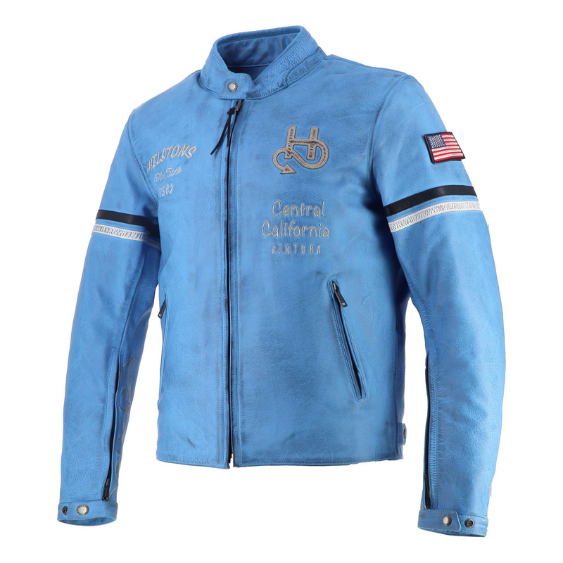 Blouson cuir Helstons Nashville bleu ciel