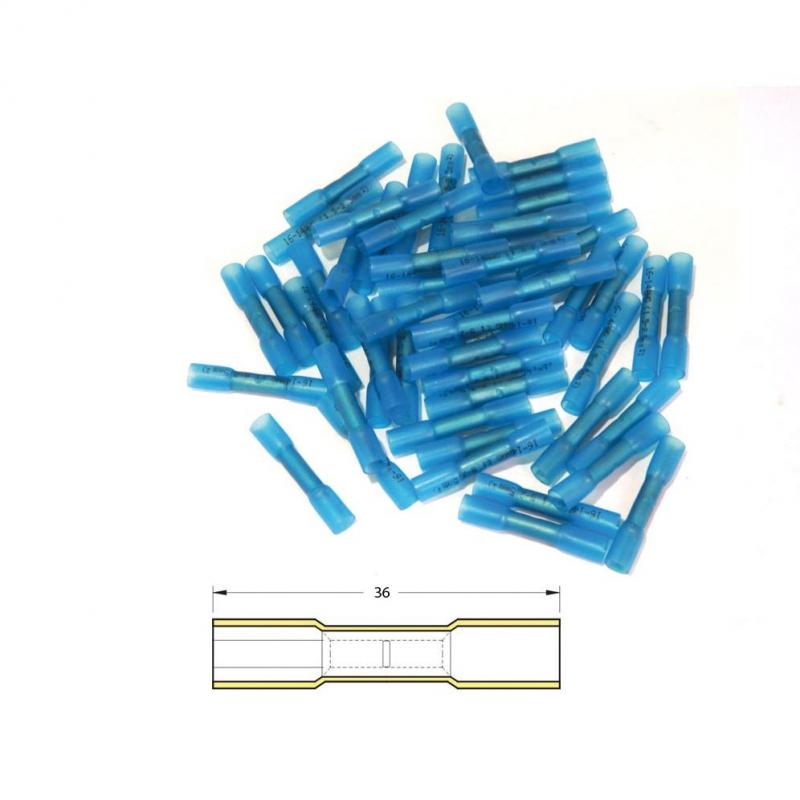 Bout à bout à sertir Bihr thermo-retractable Ø 1,5/2,5mm² bleu transparent (50 pièces)