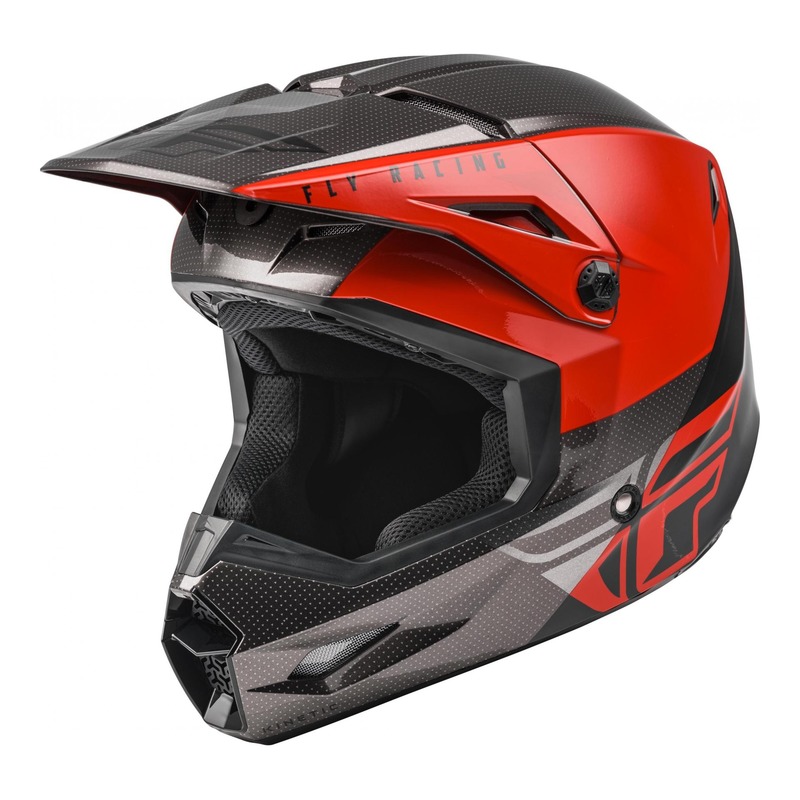 Casque cross Fly Racing Kinetic Straight Edge rouge/noir/gris
