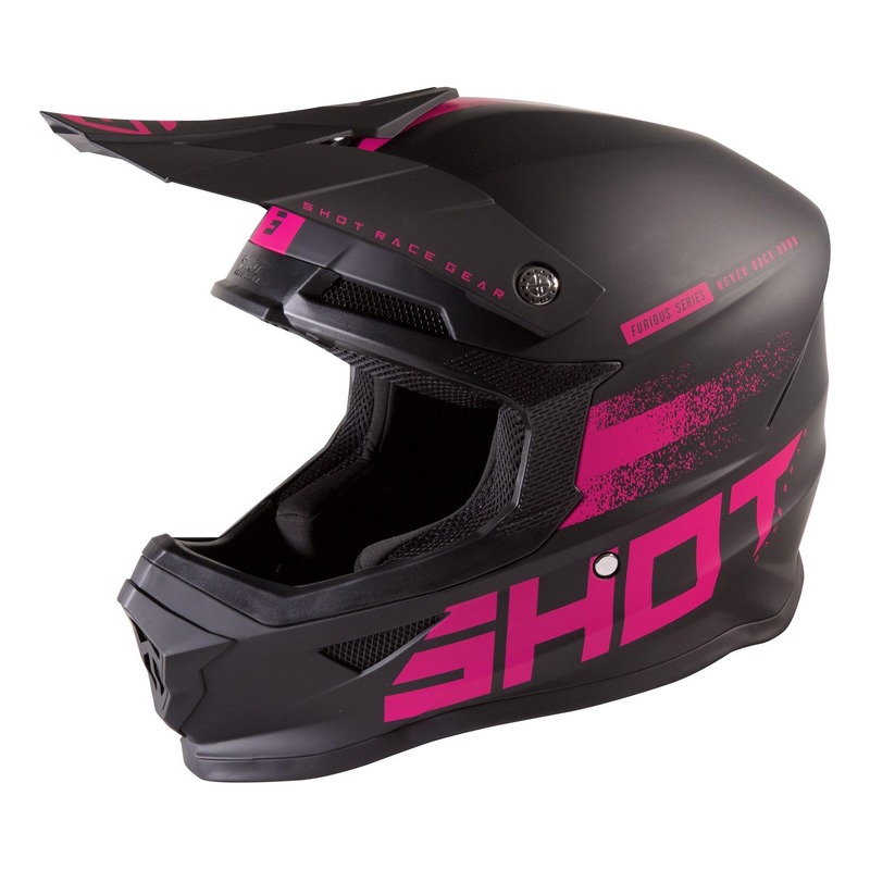 Casque cross Shot Furious Raw 2.0 mat noir/fushia- XS