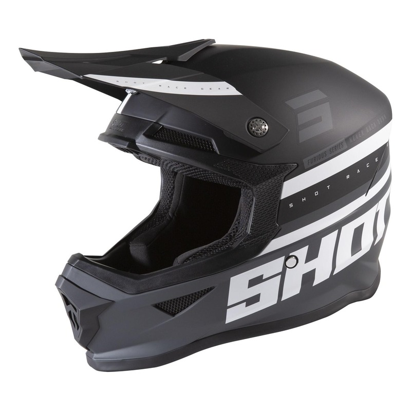 Casque cross Shot Furious Shining mat noir/gris- XS