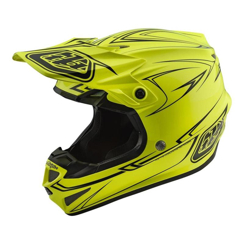 Casque cross Troy Lee Designs SE4 Polyacrylite Pinstripe jaune- M