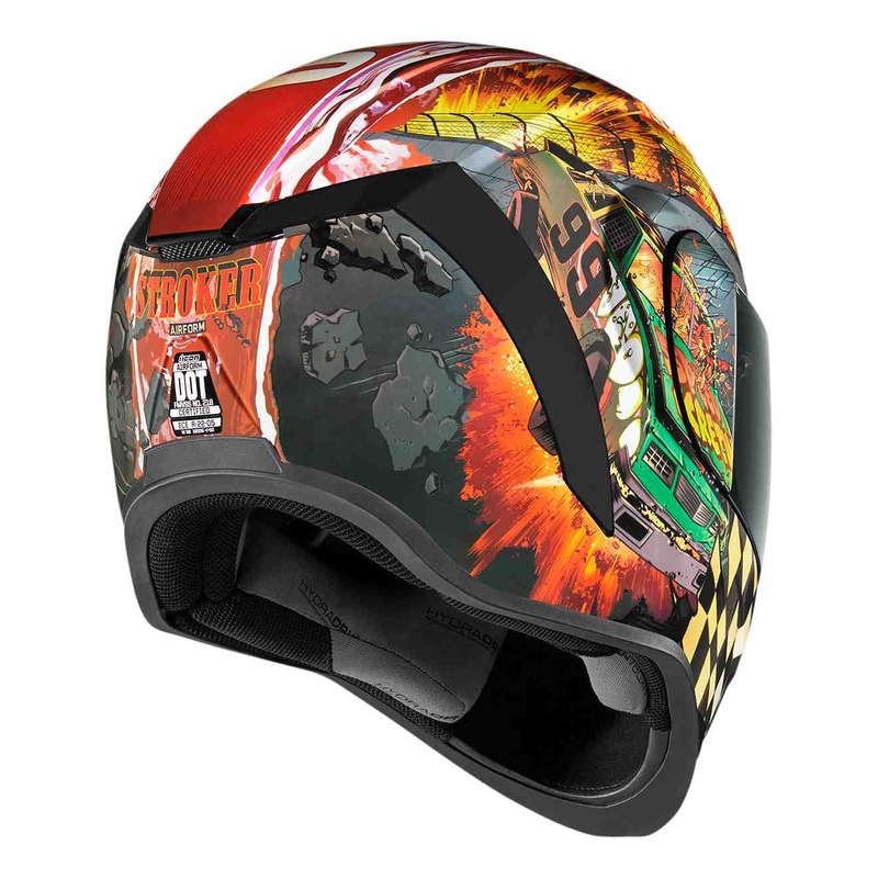 Casque intégral Icon Airform™ Stroker rouge/multicolore mat- XS