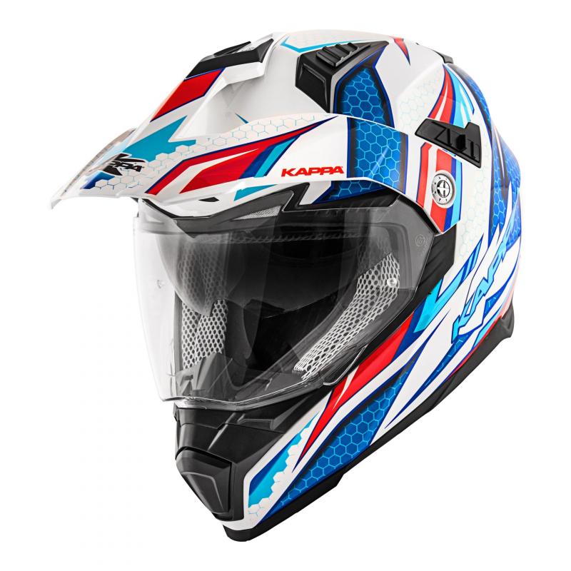 Casque trail Kappa KV30 Enduro Ride blanc verni/rouge/bleu- XS