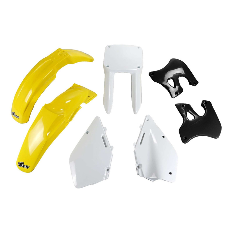 Kit plastique UFO Suzuki 125/250 RM 96/98 jaune/blanc (couleur origine