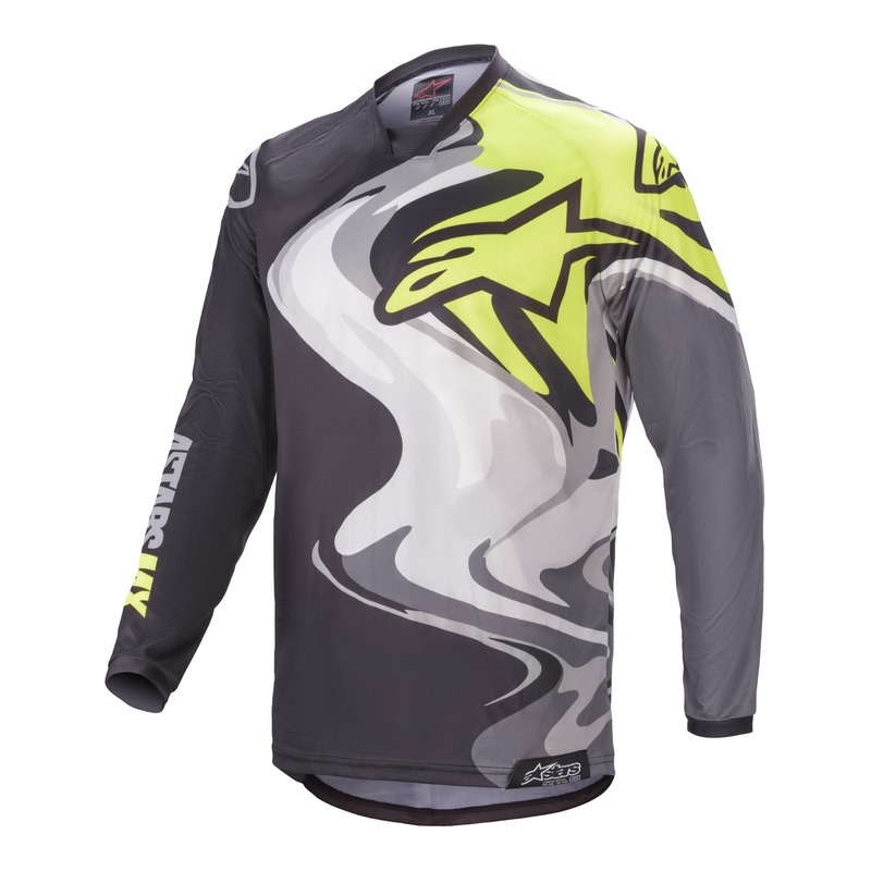 Maillot cross Alpinestars Racer Flagship noir/jaune fluo/gris- L