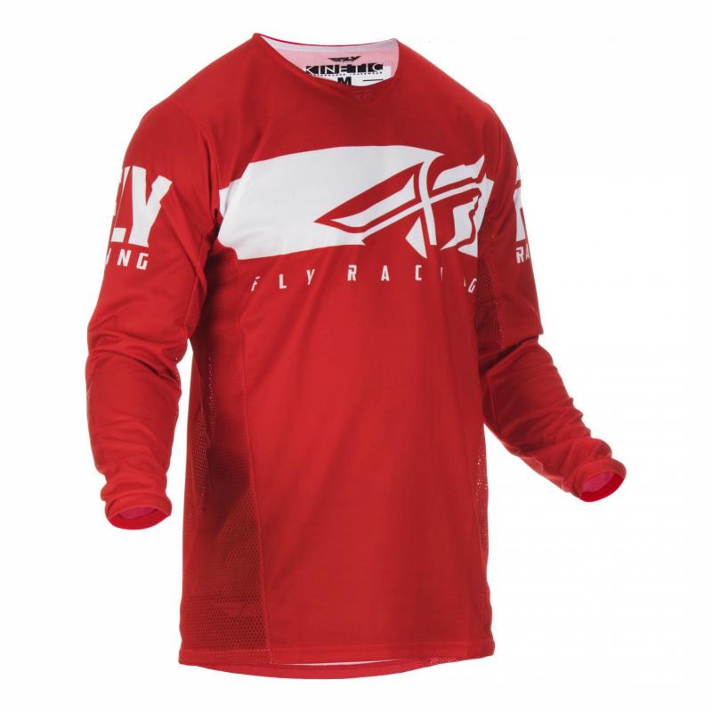 Maillot cross Fly Racing Kinetic Shield rouge/blanc- XXL