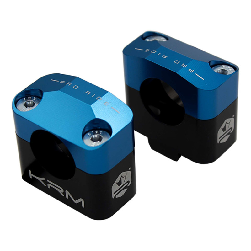 Pontets rehausse de guidon alu noir/bleu KRM Pro ride pour guidon Ø28.6mm