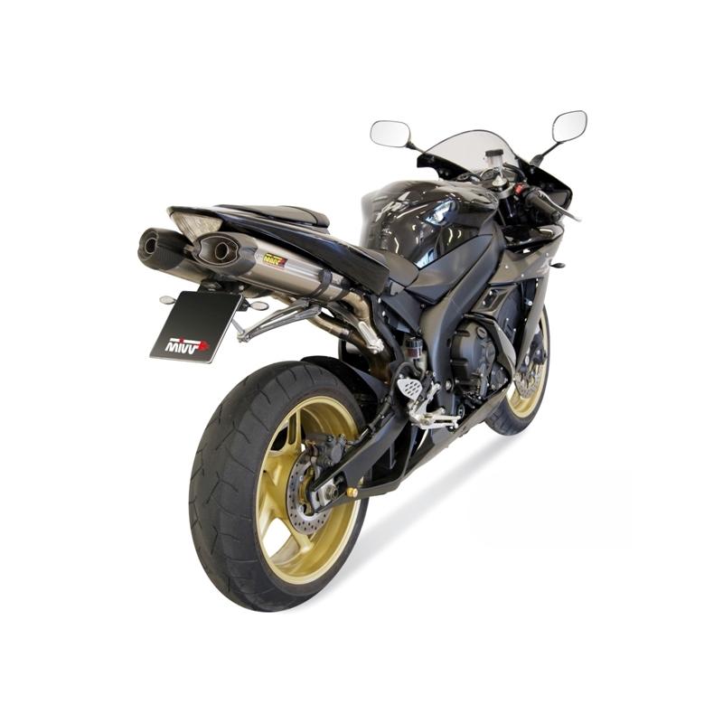 Silencieux double MIVV Suono inox / casquette carbone Yamaha YZF-R1 04