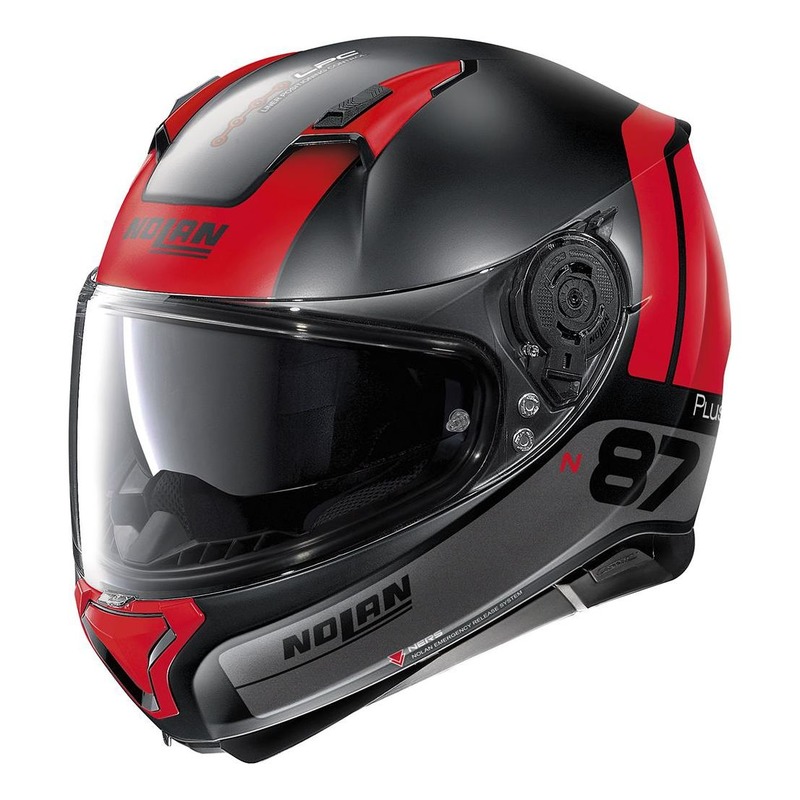 Casque intégral Nolan N87 Plus Distinctive N-Com Mat noir/rouge- 2XS